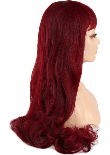 Kahküllü Uzun Dalgalı Fiber Sentetik Peruk / Kızıl modelleri