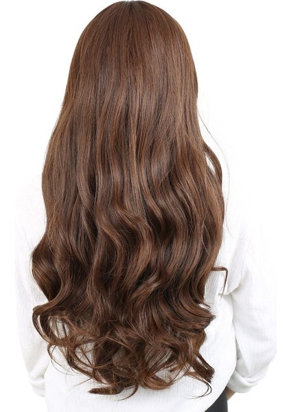 Kahküllü Uzun Dalgalı Fiber Sentetik Peruk / Kahve Karamel indirimleri
