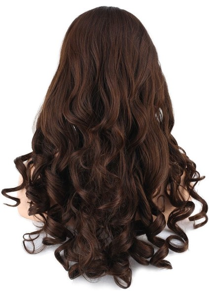 Dalgalı Perçemli Uzun Fiber Sentetik Peruk / Koyu Kahve indirimleri