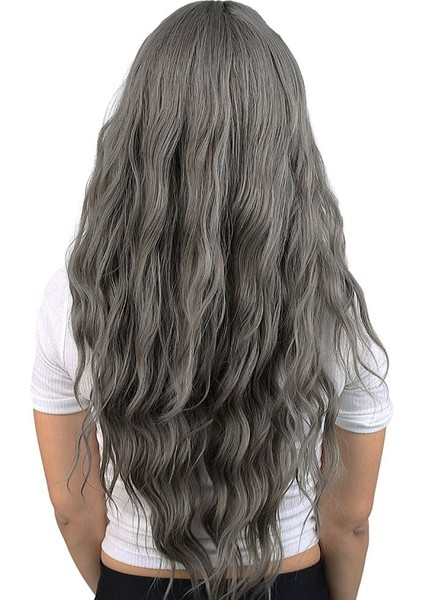 Perçemli Uzun Su Dalgası Fiber Sentetik Peruk/ Koyu Gri fiyatları