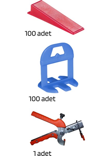 Seramik Seviye Tespit Derz Artısı Uygulama SETI(100 Seviye Artısı 2.5 mm ,100 S.takoz 1 M.pense)
