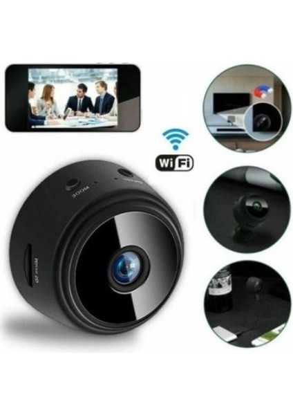A9 1080P Mini Wifi Kamera Gece Görüşlü Hareket Sensörlü Mini Dv Siyah. Mini Kamera.