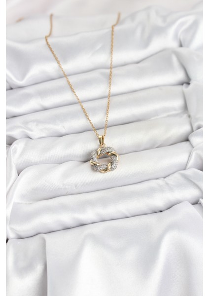 316L Çelik Zincir Gold Renk Zirkon Taşlı Sarmal Model Kadın Kolye fiyatları