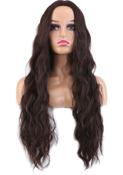 Uzun Su Dalgası Fiber Sentetik Peruk / Kızıl Kahve fiyatları