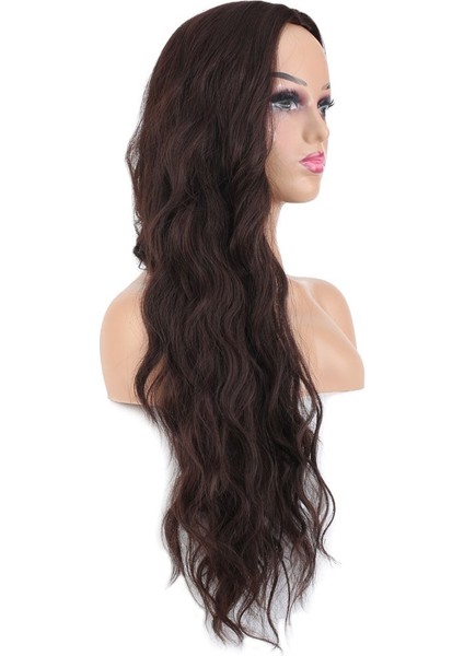 Uzun Su Dalgası Fiber Sentetik Peruk / Kızıl Kahve modelleri