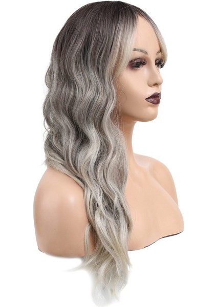 Dalgalı Perçemli Fiber Sentetik Orta Boy Peruk / Ombre ve Röfleli modelleri