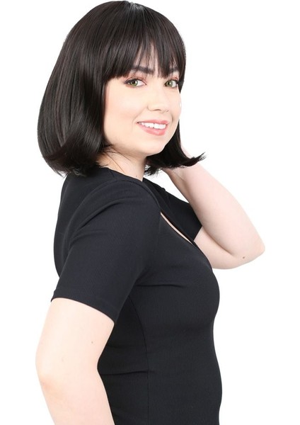 Küt Kahküllü Fiber Sentetik Peruk / Kahverengi fiyatları