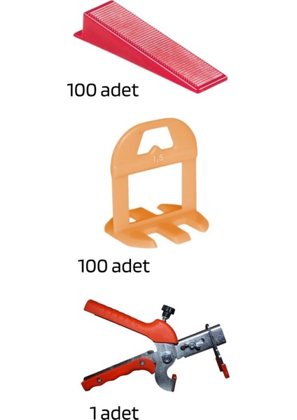 Seramik Seviye Tespit Derz Artısı Uygulama SETI(100 Seviye Artısı 1.5 mm ,100 S.takoz 1 M.pense)
