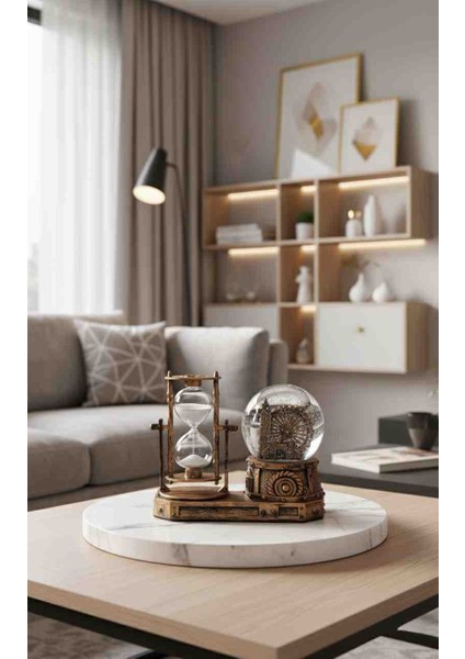 Kar Küresi & Kum Saati Ikisi Bir Arada Özel Seri Vintage Tasarım + Işıklı Pilli Mega Boy Dekoratif Hediyelik Eşya fırsatları