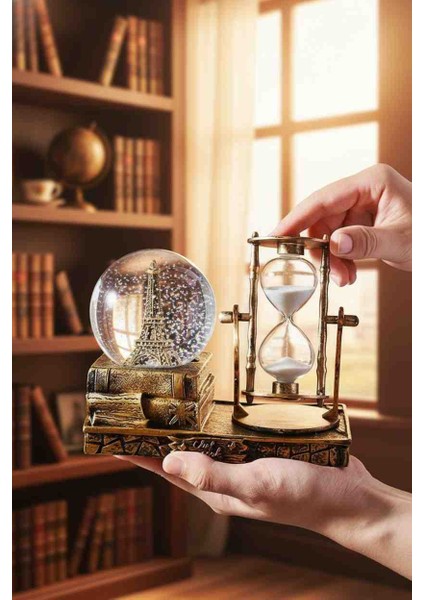 Kar Küresi & Kum Saati Ikisi Bir Arada Özel Seri Vintage Tasarım + Işıklı Pilli Mega Boy Dekoratif Hediyelik Eşya indirimleri