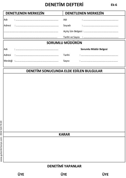 Ortez-Protez ve Işitme Cihazları Denetim Defteri