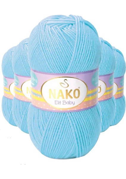 5 Adet Elite Baby El Örgü Ipi Tüylenmeyen Bebek Yünü Gök Mavisi 6723