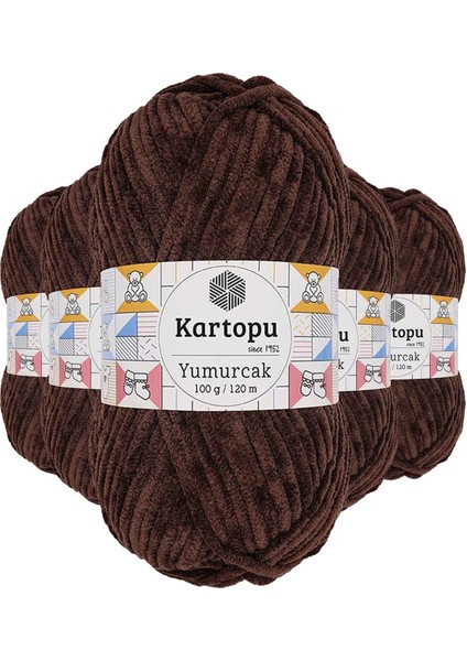 5 Adet Yumurcak Kadife El Örgü Ipi Kahverengi K818