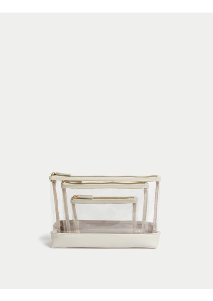 3'lü Şeffaf Makyaj Çantası Seti fırsatları