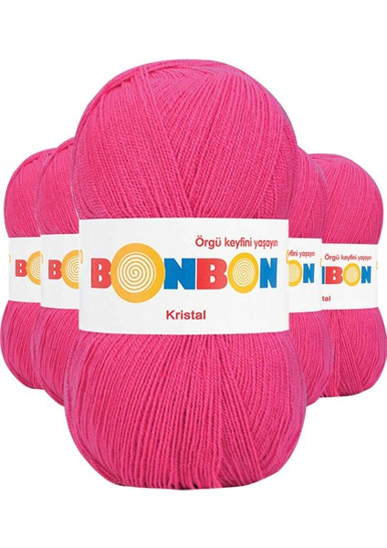 5 Adet Kristal El Örgü Lif Ipi Koyu Pembe 98403