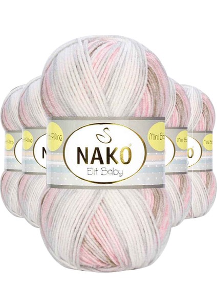 5 Adet Mini Batik Bebe El Örgü Ipi Kahveli Pembe 32463