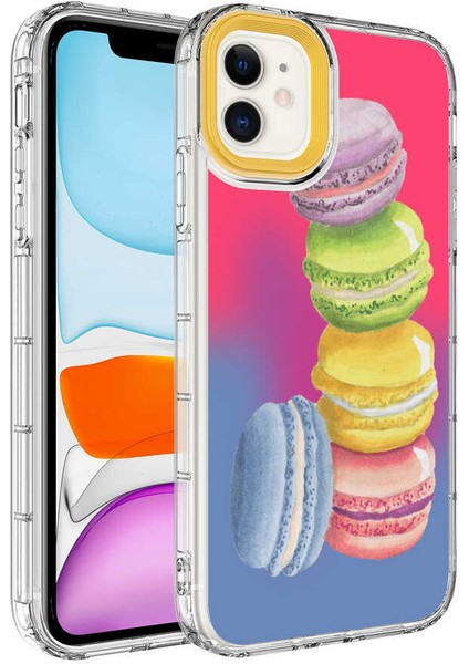 iPhone 11 Uyumlu Kamera Korumalı Renkli Desenli Sert Silikon Aden Korn KAPAK-NO12