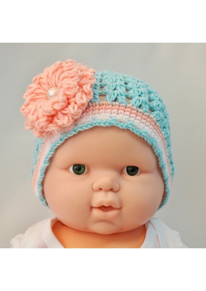 Yeşilli Yavruağzı Tığ Işi Bebek Bere-Patik Takım modelleri