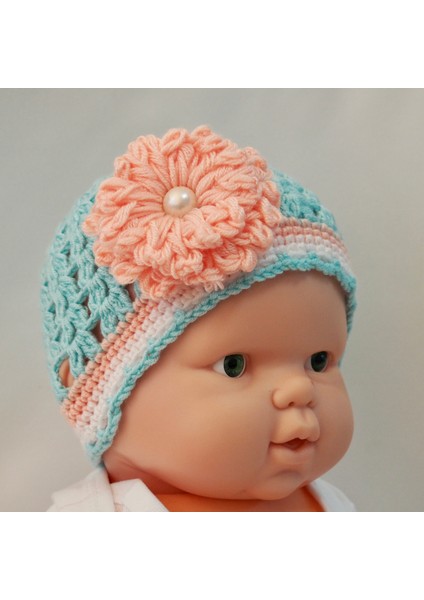 Yeşilli Yavruağzı Tığ Işi Bebek Bere-Patik Takım fırsatları