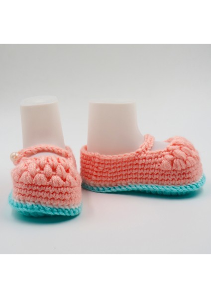 Yeşilli Yavruağzı Tığ Işi Bebek Bere-Patik Takım