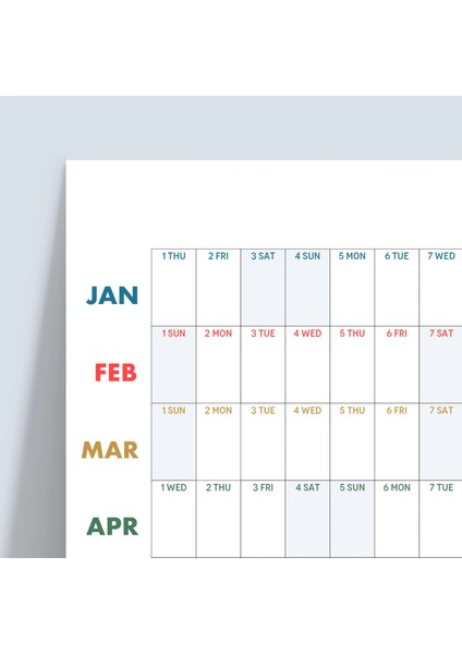 2026 Yıllık Planlayıcı Duvar Takvimi, 2026 Yıllık Duvar Takvimi, Rengarenk Minimalist Tasarım modelleri
