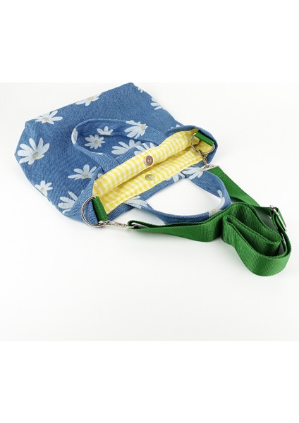 El Yapımı Papatya Baskılı Kot Çanta - Bahar Esintili ve Kullanışlı modelleri