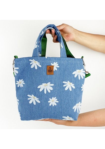 El Yapımı Papatya Baskılı Kot Çanta - Bahar Esintili ve Kullanışlı fırsatları