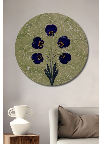 Ebru Sanatı Dekoratif Ahşap Mdf Ev/işyeri Duvar Tablo Yuvarlak Ev/işyeri Duvar Tablo