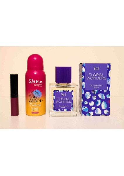 Rbl Floral Wonders Kadın Parfüm-Ruj ve Shela Deodorant 3'lü Set