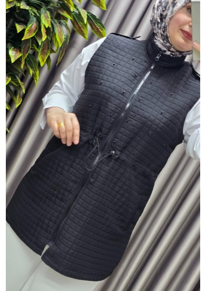 Kadın Giyim Büyük Beden Inci Detay Kapitone Yelek fırsatları