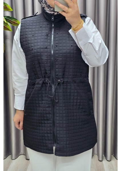 Kadın Giyim Büyük Beden Inci Detay Kapitone Yelek indirimleri