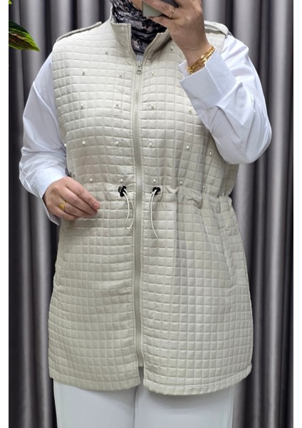 Kadın Giyim Büyük Beden Inci Detay Kapitone Yelek fiyatları