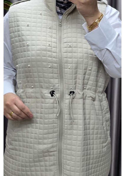 Kadın Giyim Büyük Beden Inci Detay Kapitone Yelek indirimleri