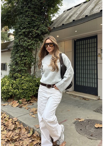 Gri Bisiklet Yaka Basic Kazak - 2217 fiyatları