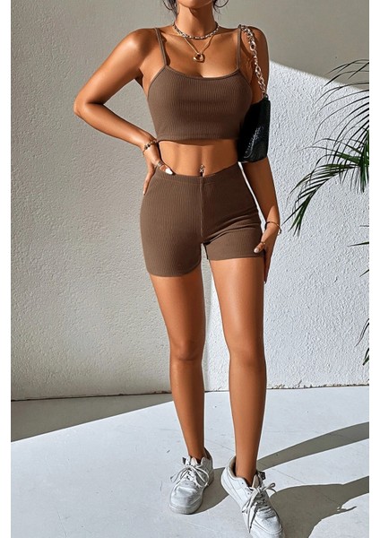 Kadın Kahverengi Şortlu Kaşkorse Gecelik Takım fiyatları