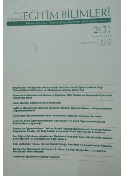 Kuram ve Uygulamada Eğitim Bilimleri Dergisi / Cilt 2 Sayı 2 (Kasım 2002)