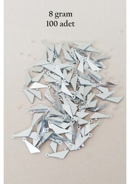Oya Abiye Bileklik Kolye Pleksi Metalik Plastik Pul Gümüş Renk 8 Gram 100 Adet - BNC533