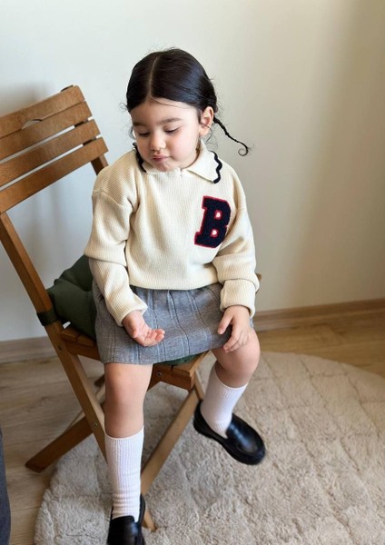 Yeni Sezon Kız Çocuk Triko Etekli Alt -Üst Takım