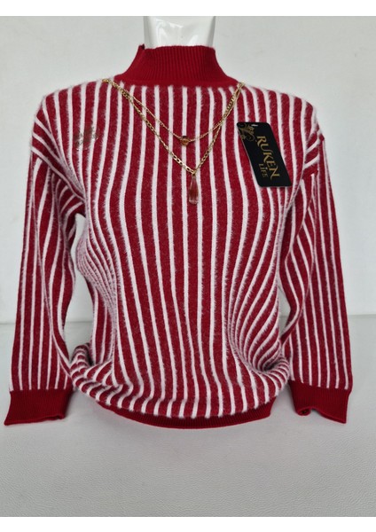 Kadın Çizgili Yarım Balıkçı Triko Kazak – Yumuşak Dokulu, Şık ve Sıcak Tutucu fırsatları