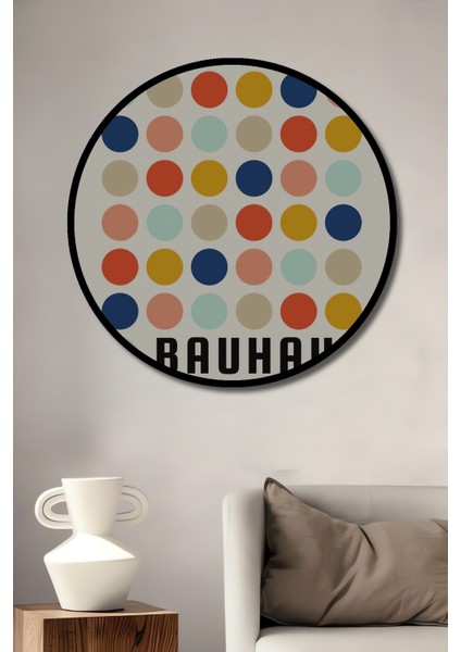 Çerçeve Görünümlü Bauhaus Sergisi Dekoratif Ahşap Mdf Ev Duvar Tablo Yuvarlak Ev Duvar Tablo