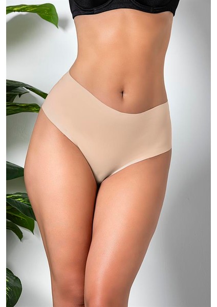 3&apos;lü Paket Dikişsiz, Iz Yapmaz, Lazer Kesim, Yüksek Bel Slip Külot Cappucino (MGP21263)