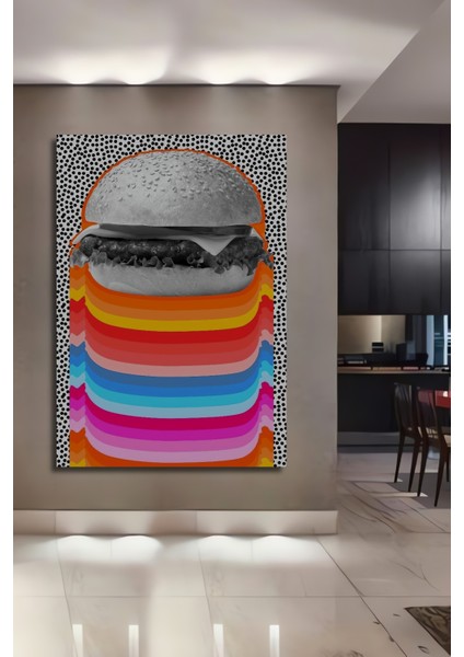 Renkli Burger Patlaması Ahşap Mdf Dekoratif Ev/işyeri Duvar Tablo Dikdörtgen Ev/işyeri Duvar Tablo