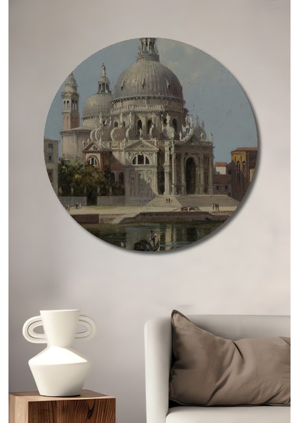 Venedik San Marco Bazilikası Ahşap Mdf Dekoratif Tablo Yuvarlak Tablo