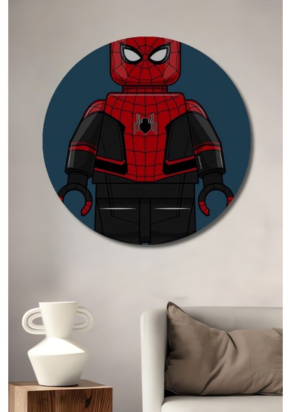 Spider Man Ahşap Mdf Dekoratif Ev/işyeri Duvar Tablo Yuvarlak Ev/işyeri Duvar Tablo