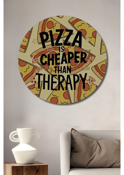 Pizza Terapi Mizahı Ahşap Mdf Dekoratif Ev/işyeri Duvar Tablo Yuvarlak Ev/işyeri Duvar Tablo