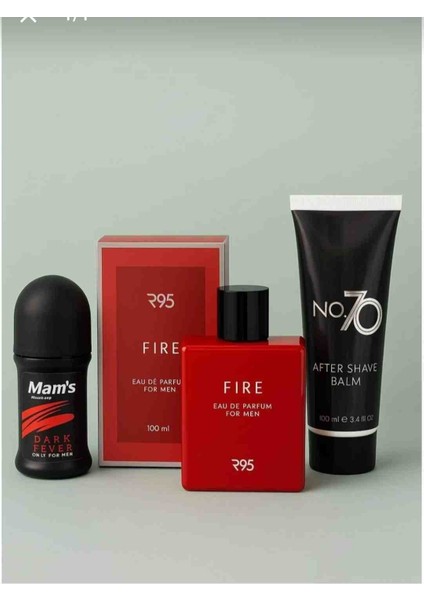R95 Fire Erkek Parfümü Losyon ve Mans Rollon 3'lü Set