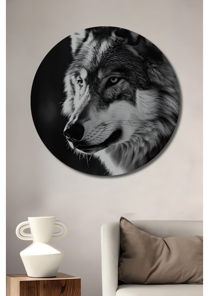 Kurt Portresi Dekoratif Ahşap Mdf Ev/işyeri Duvar Tablo Yuvarlak Ev/işyeri Duvar Tablo