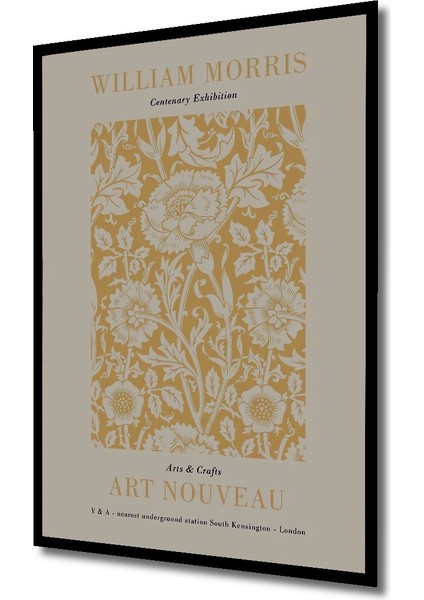 Çerçeve Görünümlü William Morris Çiçekli Art Nouveau Ahşap Mdf Dekoratif Tablo Dikdörtgen Tablo fiyatları