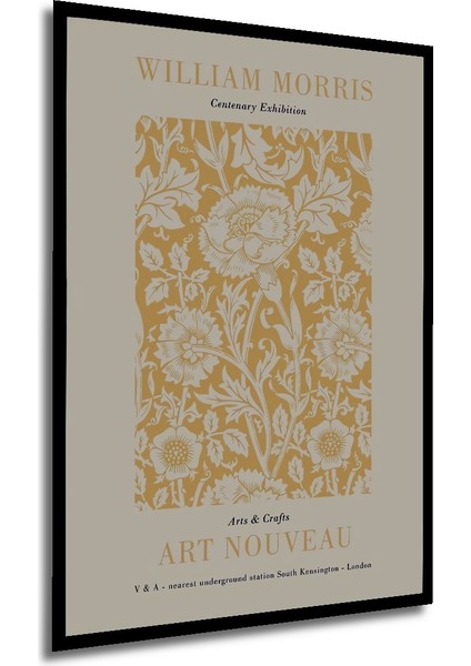 Çerçeve Görünümlü William Morris Çiçekli Art Nouveau Ahşap Mdf Dekoratif Tablo Dikdörtgen Tablo modelleri