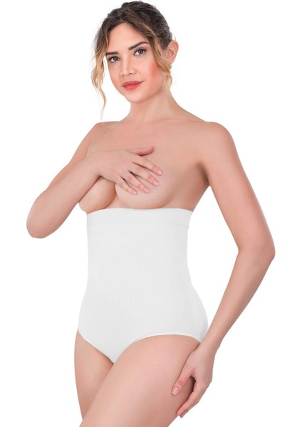 Beyaz Mı Emay 2080 Yüksek Bel Çıtçıtlı Slip Korse